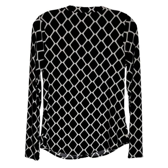 International Concepts Black White Geo Print Blouse Small Petite - Picture 2 of 7